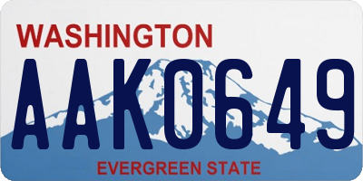 WA license plate AAK0649