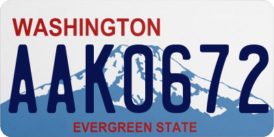 WA license plate AAK0672
