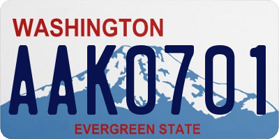 WA license plate AAK0701