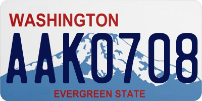 WA license plate AAK0708