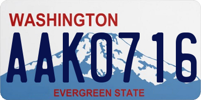WA license plate AAK0716