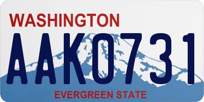 WA license plate AAK0731