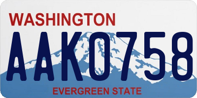 WA license plate AAK0758