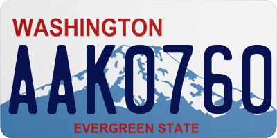 WA license plate AAK0760