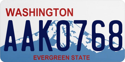 WA license plate AAK0768