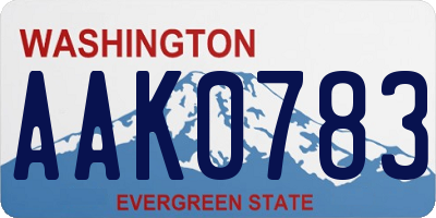 WA license plate AAK0783