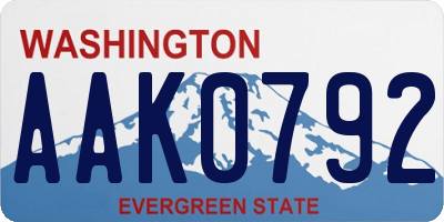 WA license plate AAK0792
