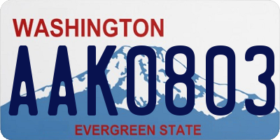 WA license plate AAK0803