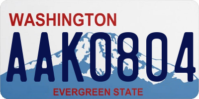 WA license plate AAK0804
