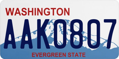 WA license plate AAK0807