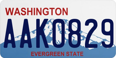 WA license plate AAK0829