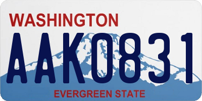 WA license plate AAK0831