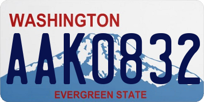 WA license plate AAK0832