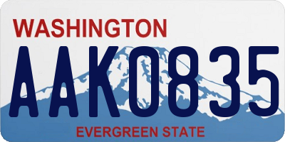 WA license plate AAK0835