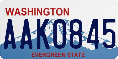 WA license plate AAK0845