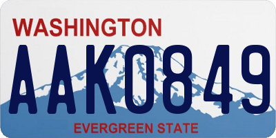 WA license plate AAK0849