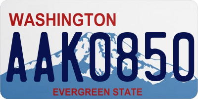 WA license plate AAK0850