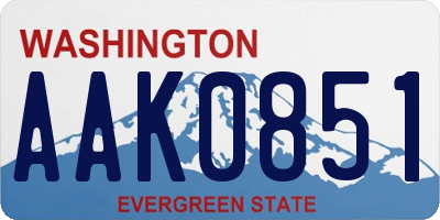 WA license plate AAK0851