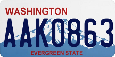 WA license plate AAK0863