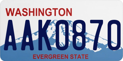 WA license plate AAK0870
