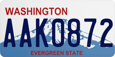 WA license plate AAK0872