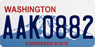 WA license plate AAK0882