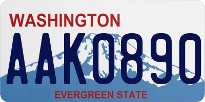 WA license plate AAK0890