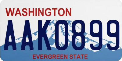 WA license plate AAK0899