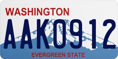 WA license plate AAK0912