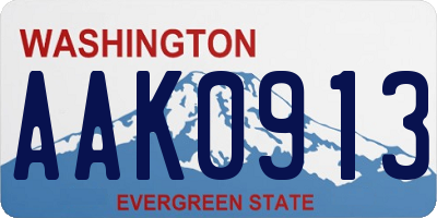 WA license plate AAK0913
