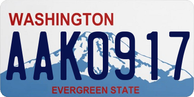WA license plate AAK0917