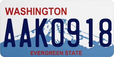 WA license plate AAK0918