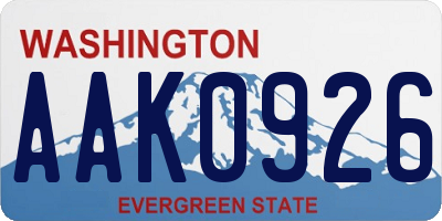 WA license plate AAK0926