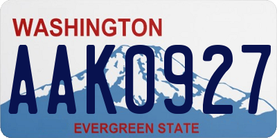 WA license plate AAK0927
