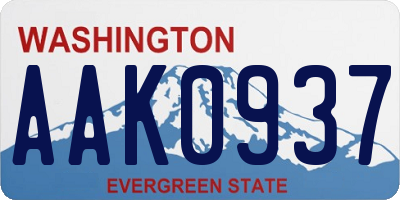 WA license plate AAK0937