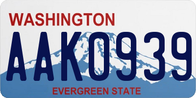 WA license plate AAK0939