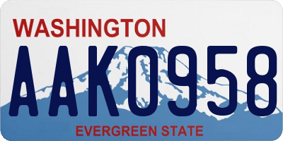 WA license plate AAK0958