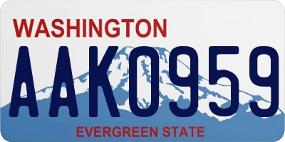 WA license plate AAK0959