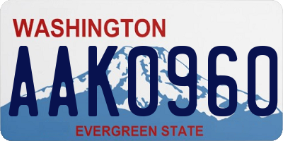WA license plate AAK0960