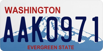 WA license plate AAK0971
