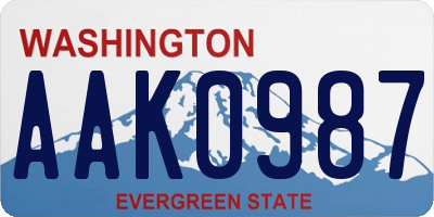 WA license plate AAK0987