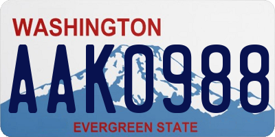 WA license plate AAK0988