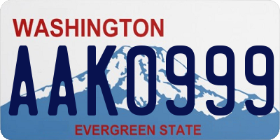 WA license plate AAK0999