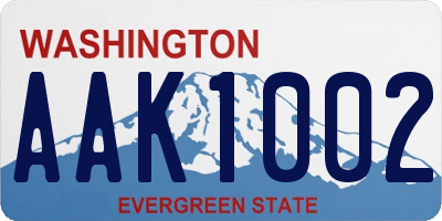 WA license plate AAK1002