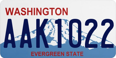 WA license plate AAK1022