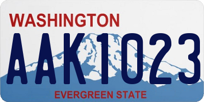 WA license plate AAK1023
