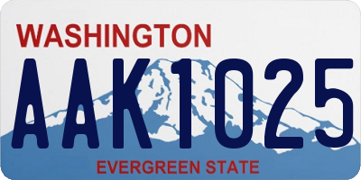 WA license plate AAK1025