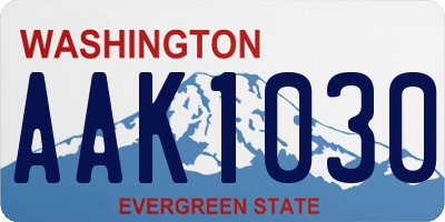 WA license plate AAK1030