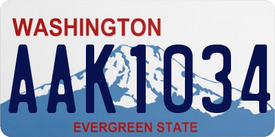 WA license plate AAK1034