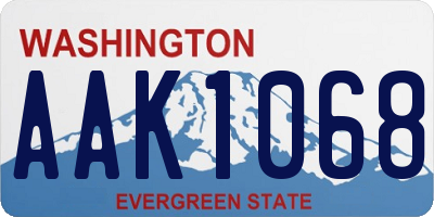 WA license plate AAK1068